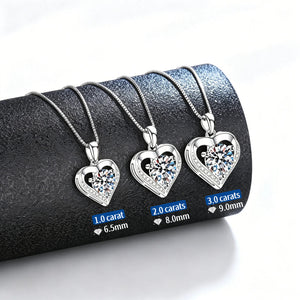 Moissanite Heart Pendant Necklace - Close-up