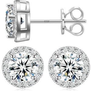 Oglowa Moissanite Round Stud Earrings D Color VVS1 - Main View