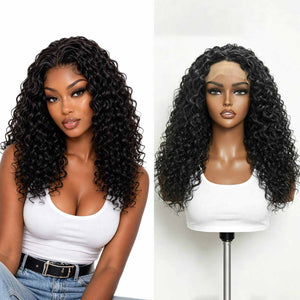 Glueless Curly Lace Front Wig | Natural Black | 21 Inch front model view | Oglowa