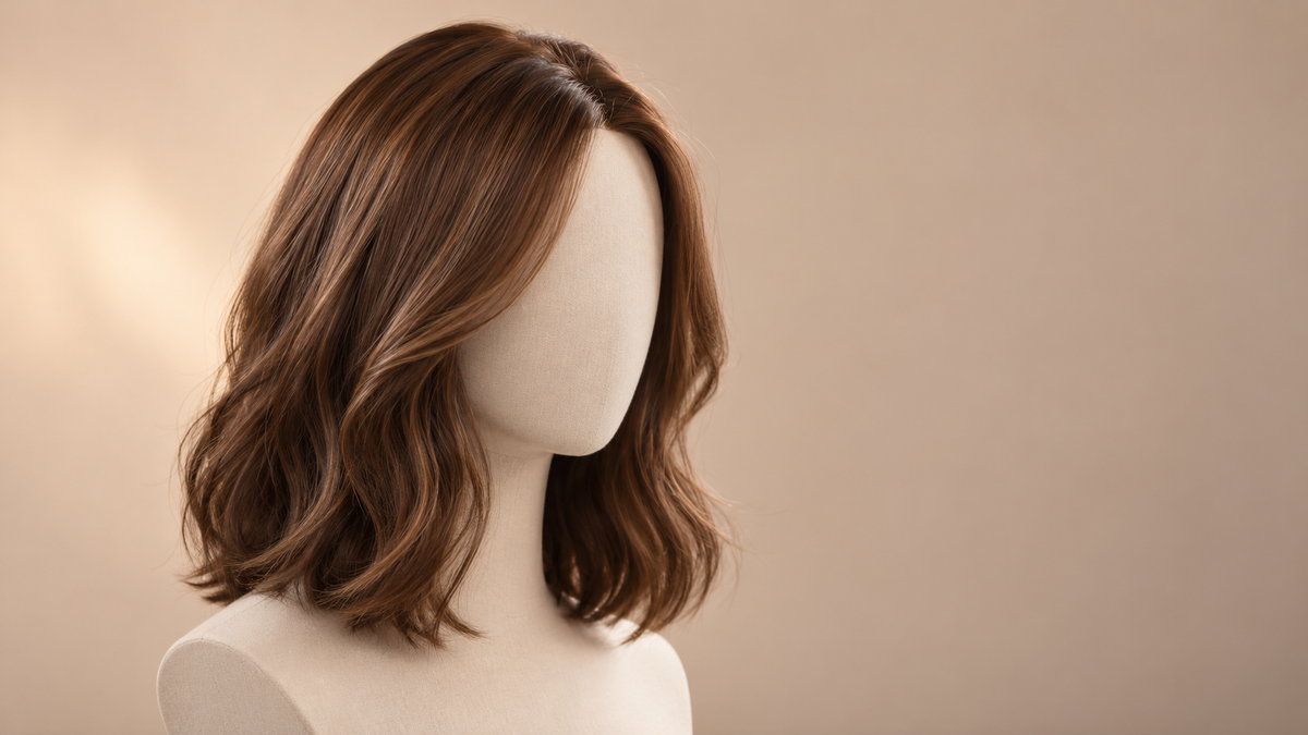 Hand-tied wig on a mannequin for a construction comparison guide