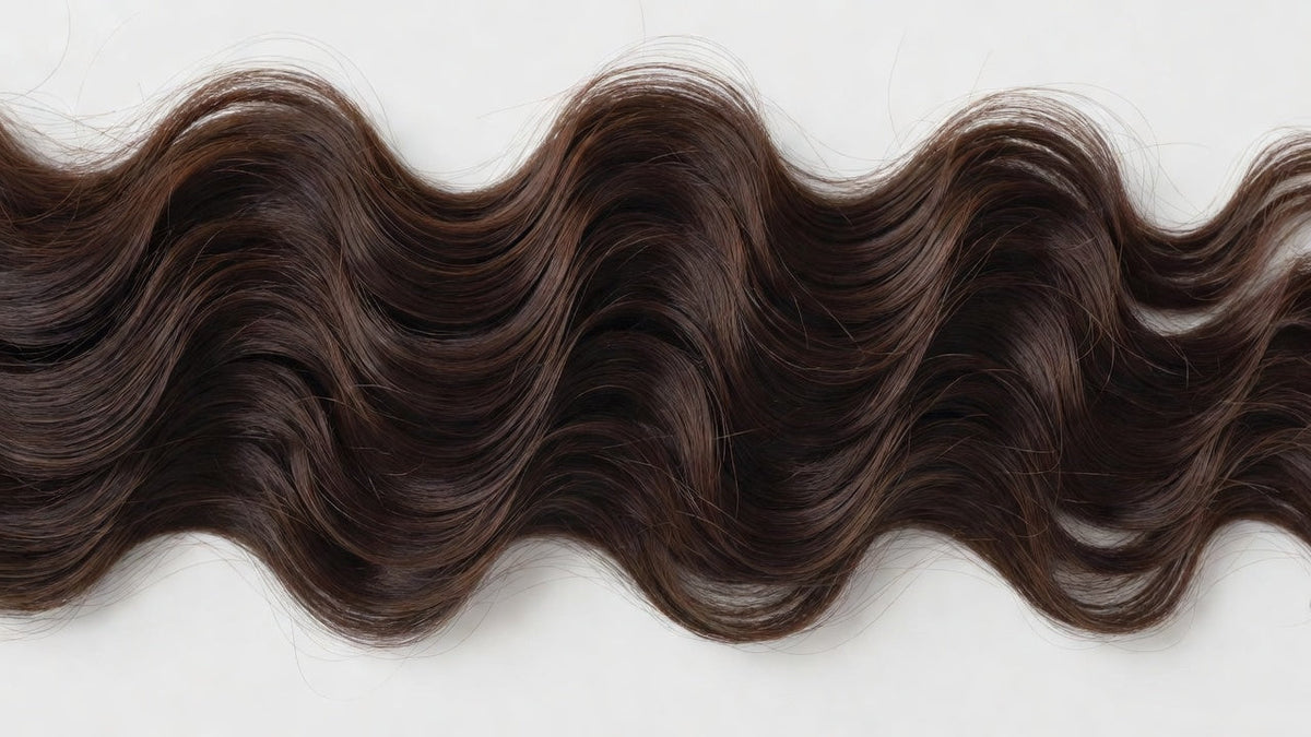 Close-up of the loose open S-shaped wave pattern in body wave hair