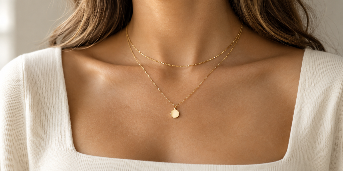 Two delicate gold-tone necklaces layered at separate lengths