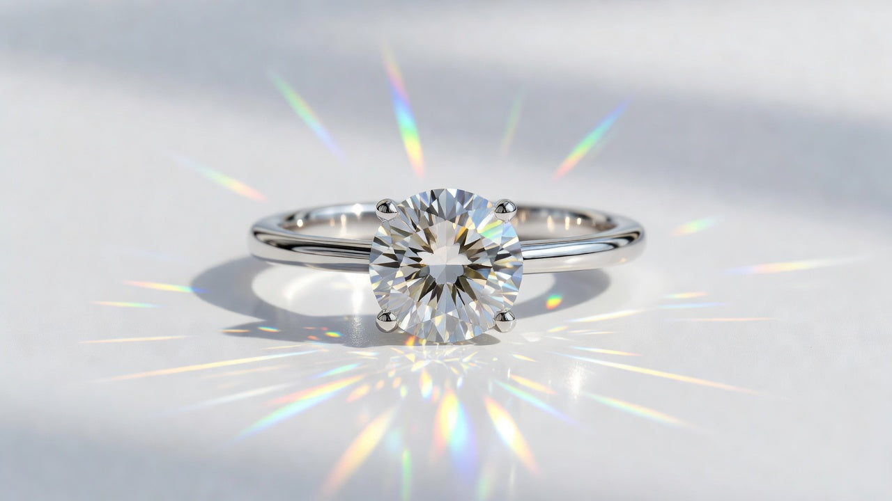 Moissanite ring sparkling brilliantly with no tarnish or fading