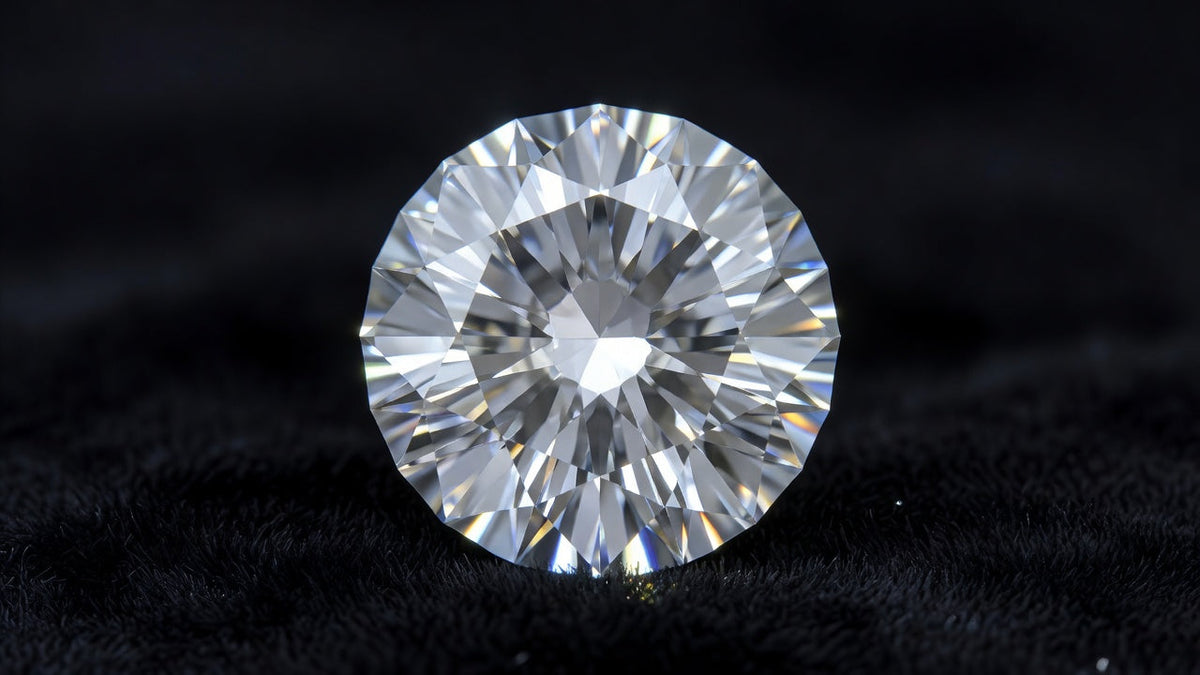 Close-up of VVS moissanite gemstone showing exceptional clarity with brilliant light performance and no visible inclusions