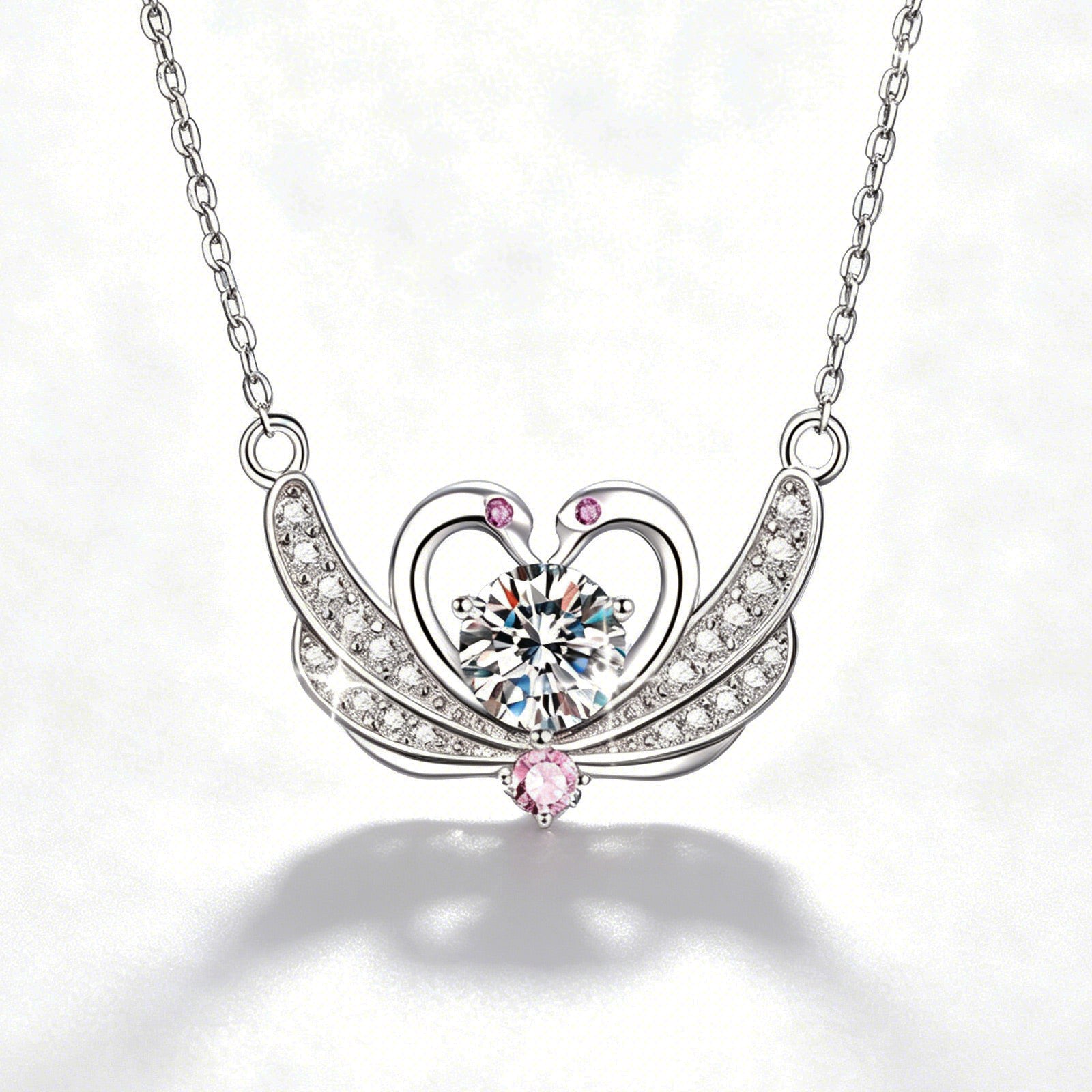 Oglowa Moissanite Swan Pendant Necklace D Color VVS1 - Main View