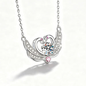 Moissanite Swan Pendant Necklace - Sparkle Detail