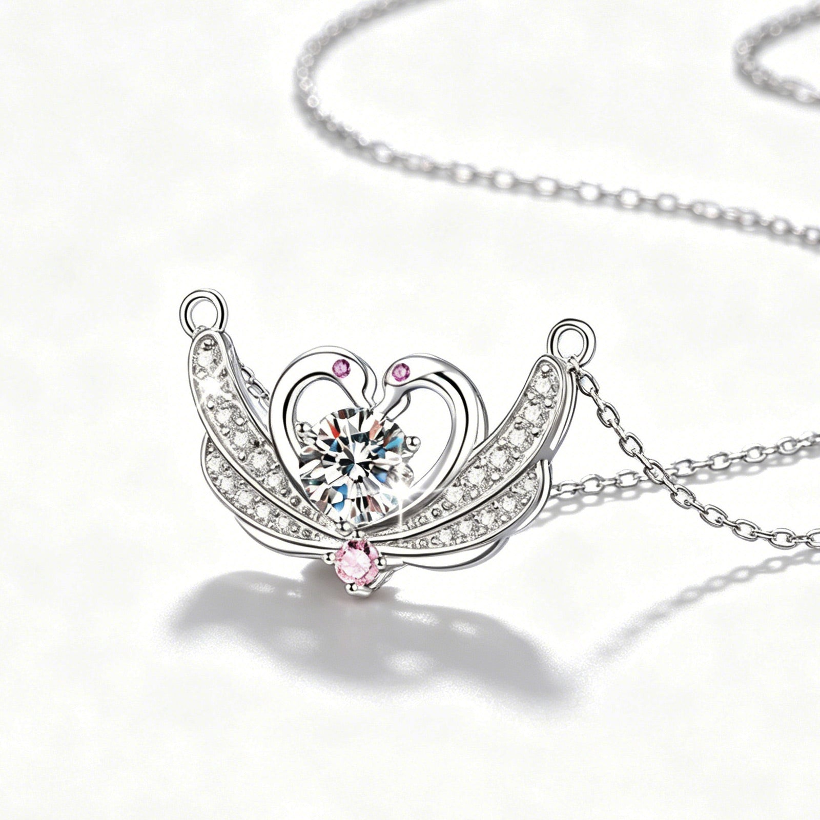 Moissanite Swan Pendant Necklace - Wear Look