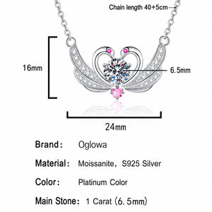 Moissanite Swan Pendant Necklace - Close-up