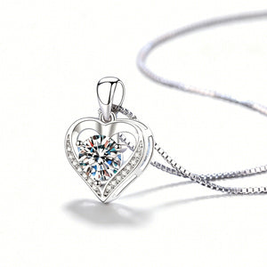 Moissanite Heart Pendant Necklace - Sparkle Detail