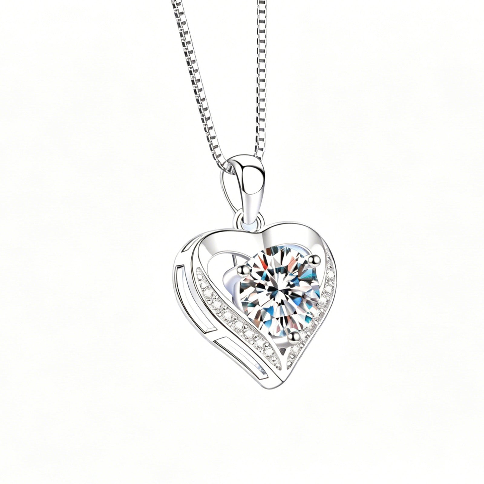 Moissanite Heart Pendant Necklace - Wear Look