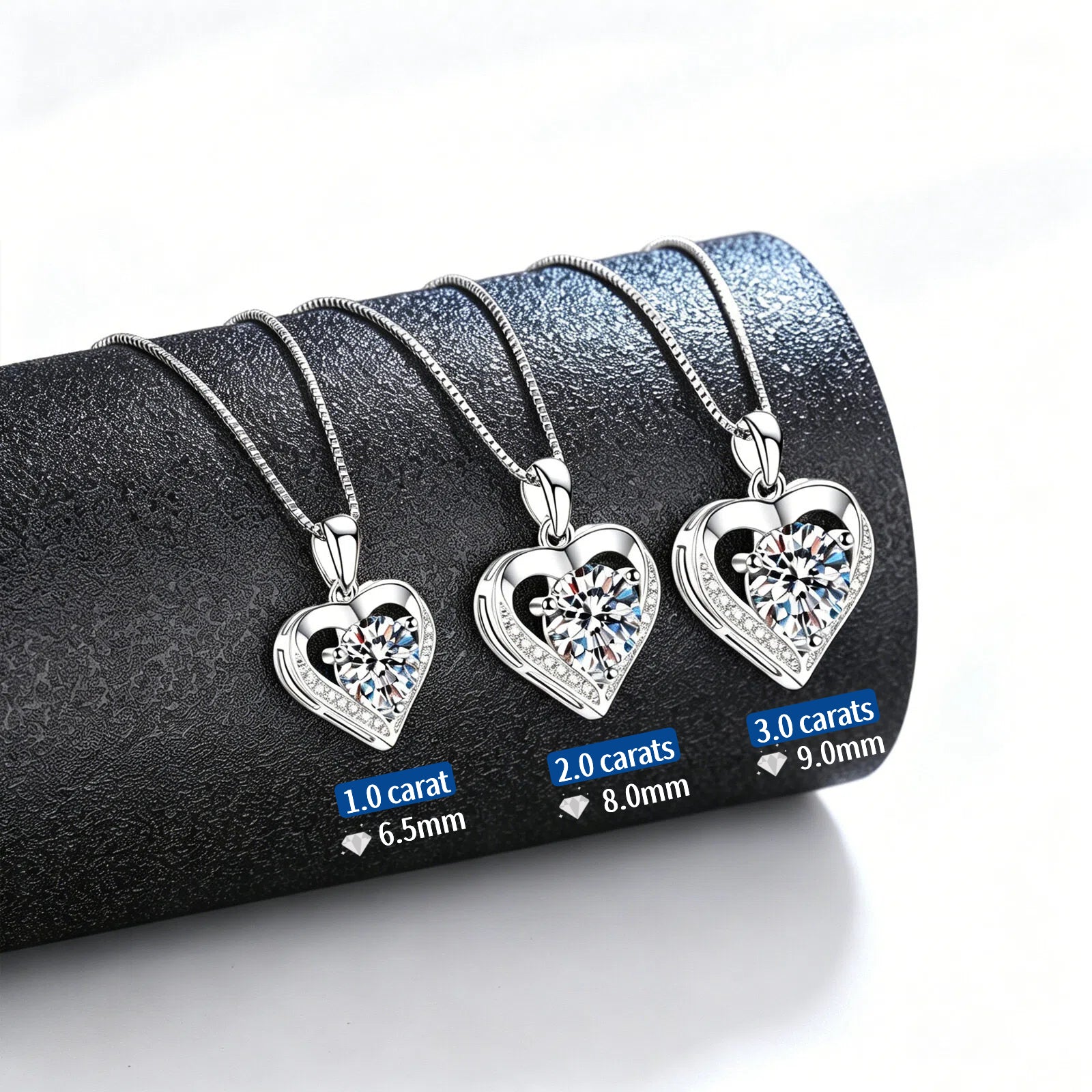 Moissanite Heart Pendant Necklace - Close-up