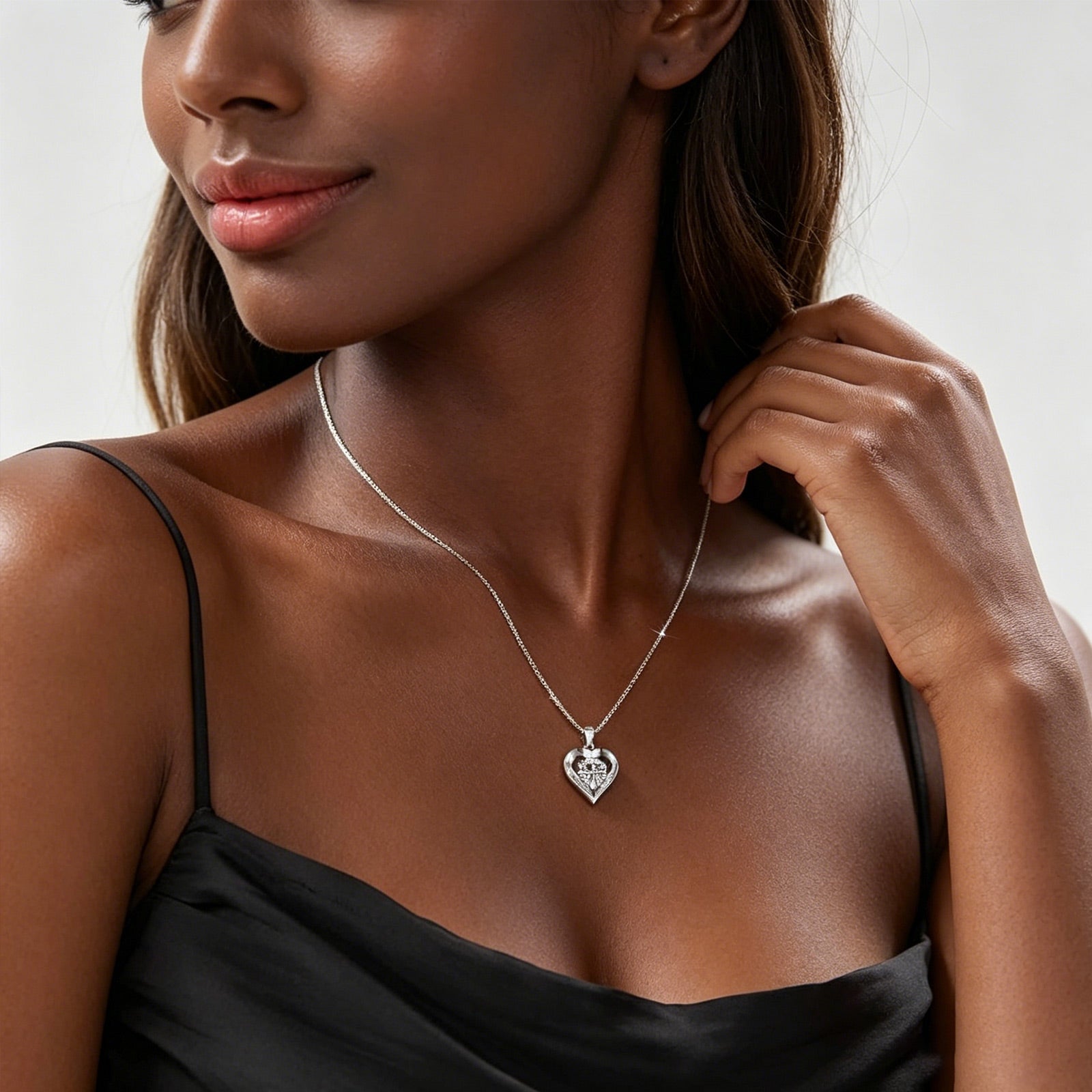 Moissanite Heart Pendant Necklace - Fire Brilliance