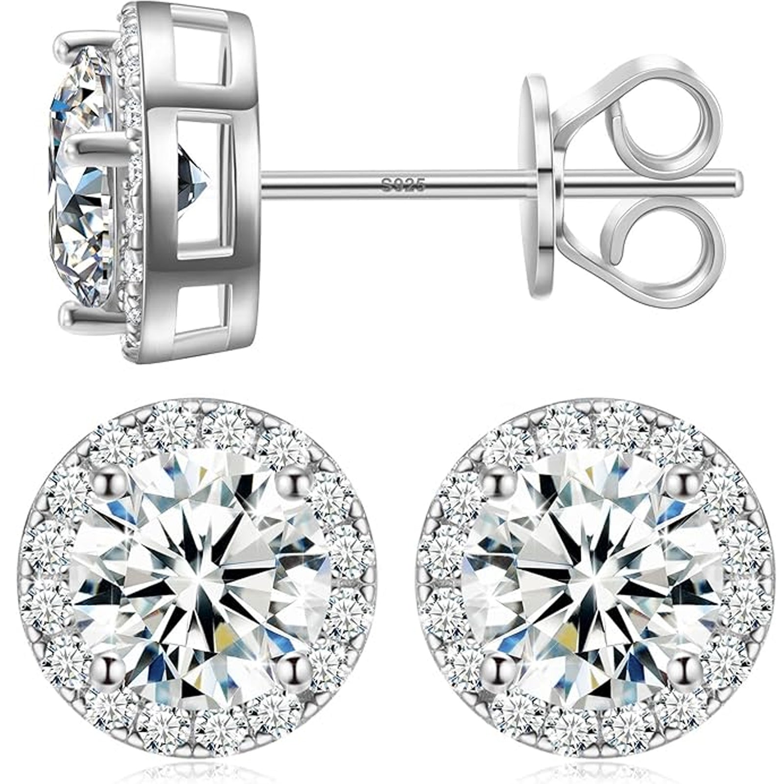 Oglowa Moissanite Round Stud Earrings D Color VVS1 - Main View
