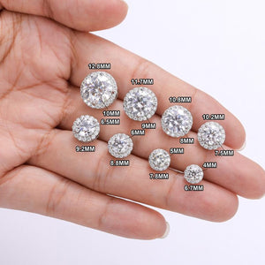 Moissanite Round Stud Earrings - Sparkle Detail