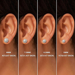 Moissanite Round Stud Earrings - Side Profile
