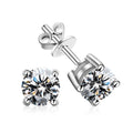 4-Prong Moissanite Stud Earrings D Color VVS1 S925 Sterling Silver pair on white background | Oglowa