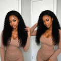 27 Inch Glueless Water Wave Lace Front Wig front model view natural black | Oglowa