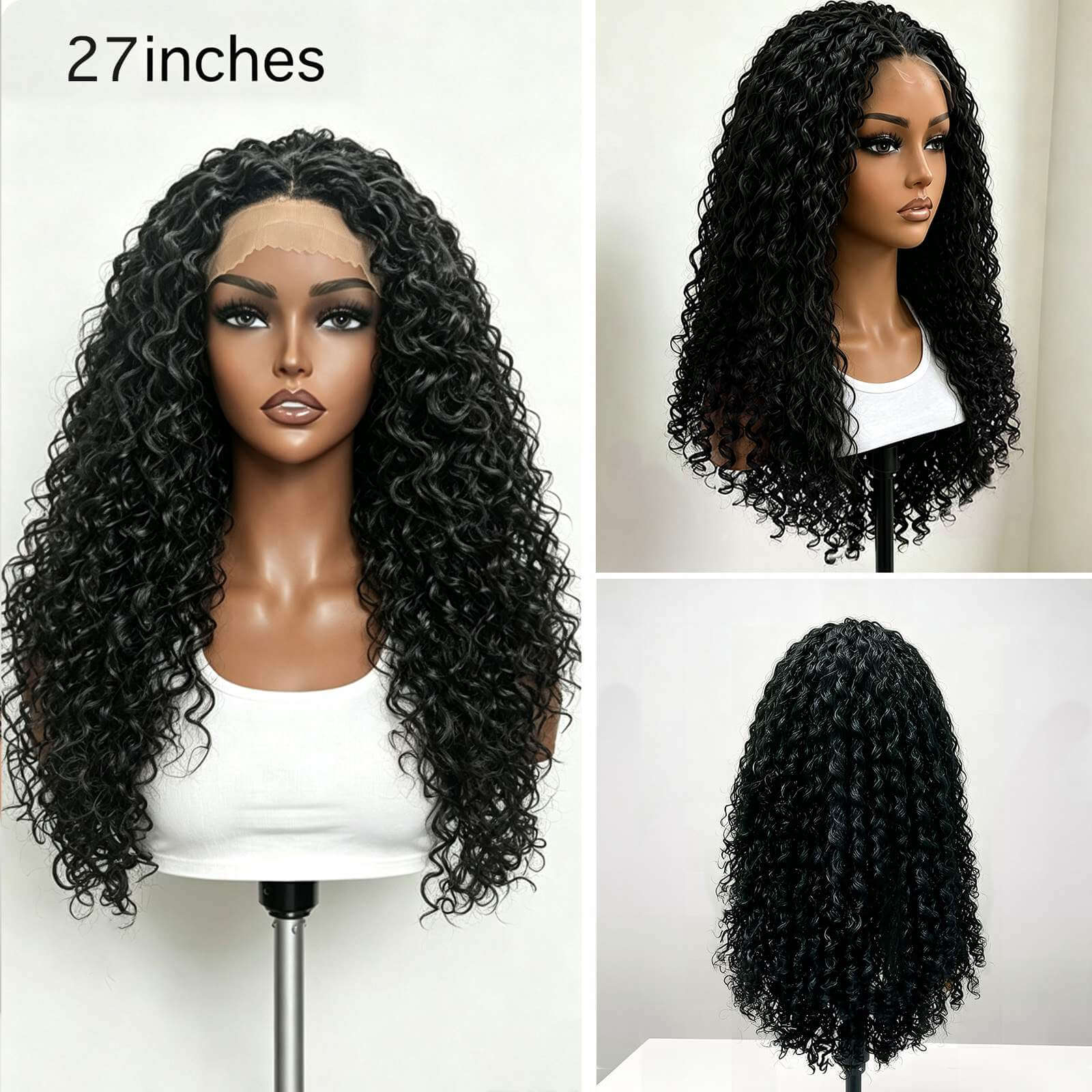 27 Inch Glueless Water Wave Lace Front Wig voluminous curls lifestyle view | Oglowa