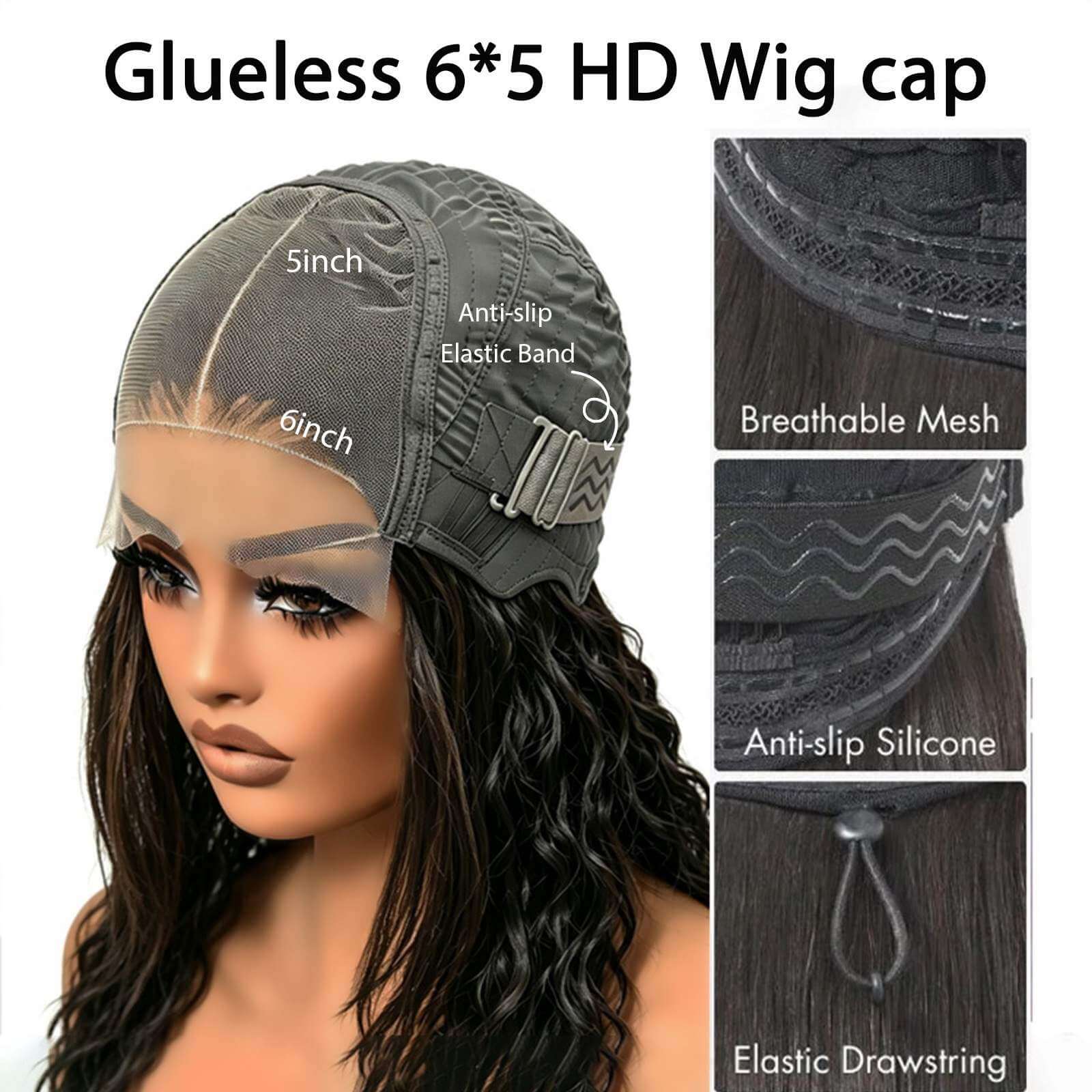 27 Inch Glueless Water Wave Lace Front Wig full length model view | Oglowa