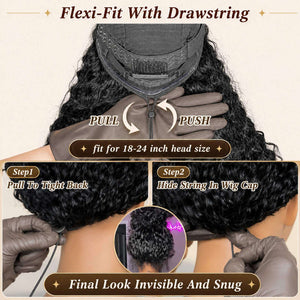 27 Inch Glueless Water Wave Lace Front Wig water wave curl texture detail | Oglowa