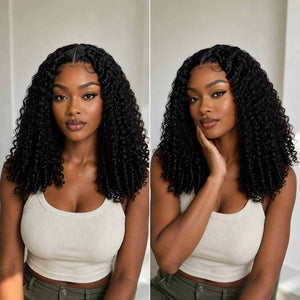 Glueless Kinky Curly Wig | Natural Black | 17 Inch side profile view | Oglowa